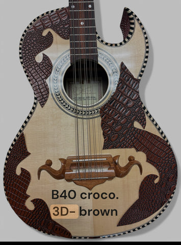 Guitar Bajo Quinto Mica pick guard 3D - B40CRB COCODRILO Brown Matte