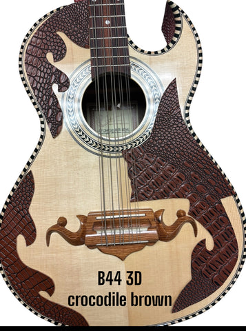 DON CORTEZ MICA PICK GUARD  GUITAR BAJO QUINTO B44-crb 3D CROCODILO brown