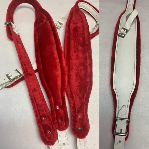 DON CORTEZ ACCORDION STRAPS 73 WHITE LEATHER w RED
