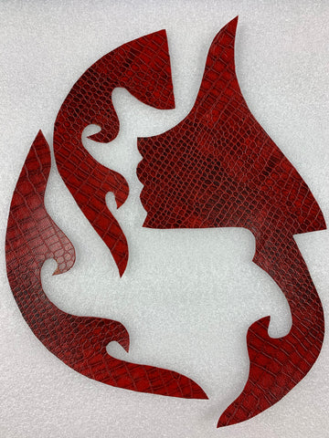 DON CORTEZ  MICAS PICKGUARDS  B52-A EMBOSSED 3D  BAJO QUINTO COCODRILO ROJO