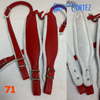 DON CORTEZ ACCORDION STRAPS  CORREAS 71 RED LEATHER/WHITE XLG