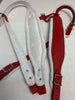 DON CORTEZ ACCORDION STRAPS  CORREAS 71 RED LEATHER/WHITE XLG