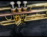 CONSAIR GOLD LAQUER TRUMPET 500LR-OUTFIT WITH ROSE BRASS LEADPIECE