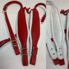 DON CORTEZ ACCORDION STRAPS  CORREAS 71 RED LEATHER/WHITE XLG