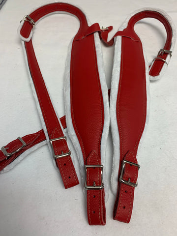 DON CORTEZ ACCORDION STRAPS  CORREAS 71 RED LEATHER/WHITE XLG