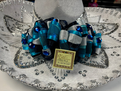 Mariachi Hair Bow Moño Ribbon OLG52-BL11 All blue