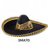 Sombrero Mariachi SMA70 Liso negro y hilo oro metálico
