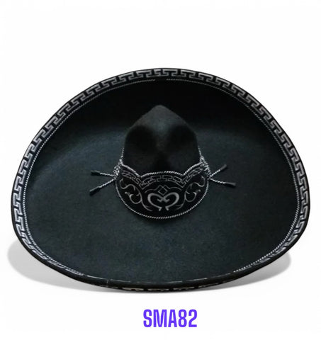 Sombrero Mariachi SMA82 NEGRO PLATA FIELTRO GALONEADO