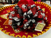 Mariachi Hair Bow Moño Ribbon  OLG52-RBS5 Red silver