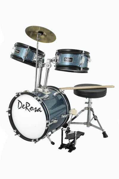 3 Pcs 12 Complete Kids/Junior Child Drum Set Cymbal Kit Stool & 4