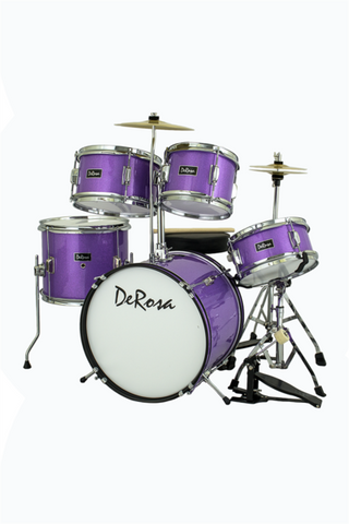 DE ROSA DRM516-SPL 5 PIECE 16" KIDS JUNIOR DRUM SET *SPARK COLLECTION*purple