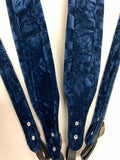 ACCORDION STRAPS 301 CRUSH VELVET BLUE W/ BLACK LEATHER XL
